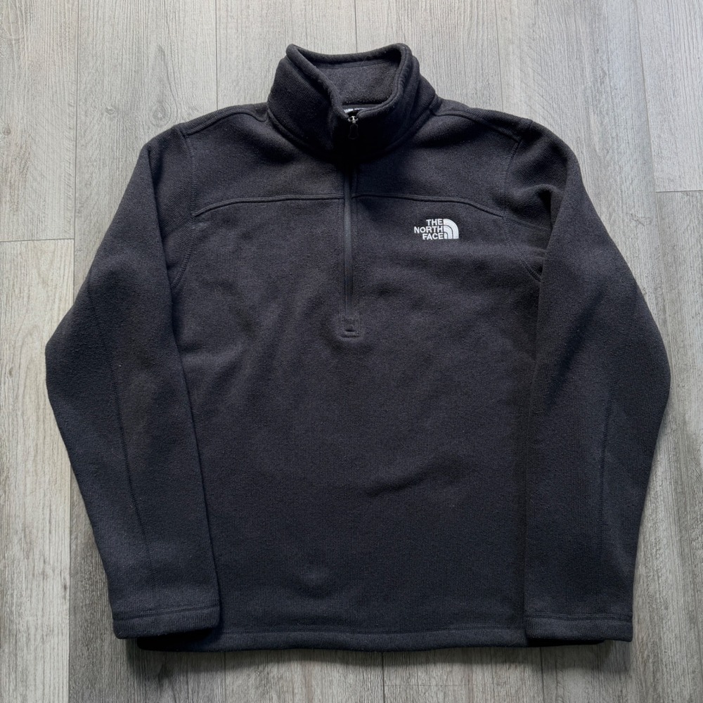 The North Face 1/4 Zip Lightweight Fleece Pullover Mens M Black Hiking Outdoor